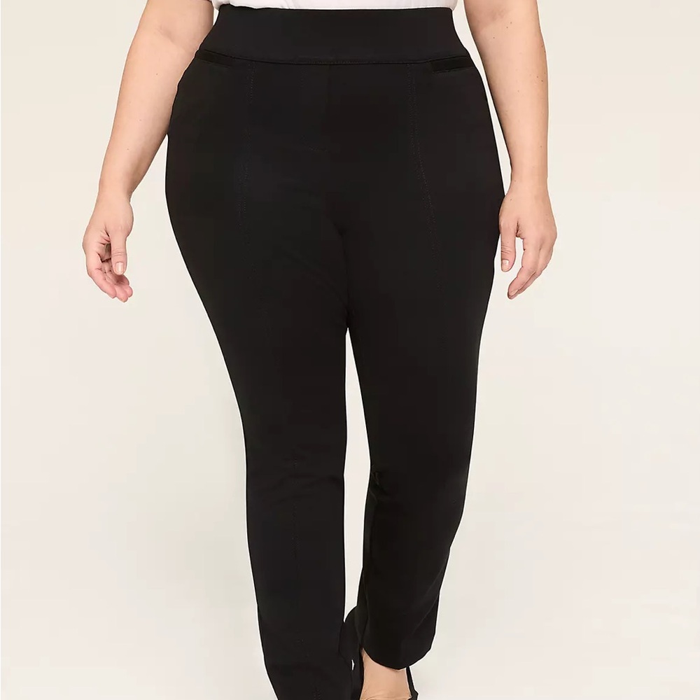 Lane Bryant Ponte Black Straight Leg Pants pull-up style very nice fabric!